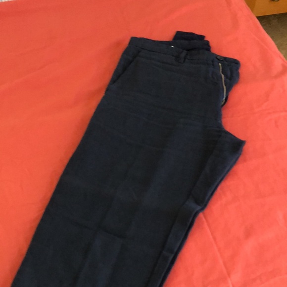 Men's navy blue linen Pants - Picture 5 of 10